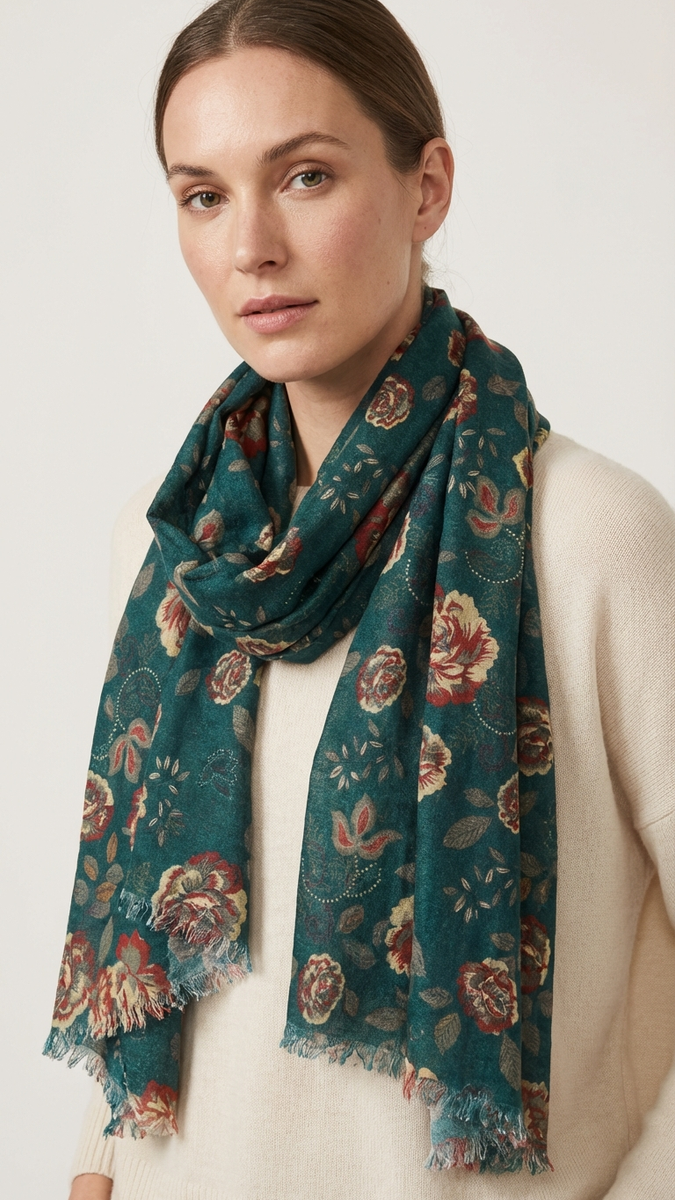 Scarf Viscose Wool Green Rose – Elizabeth Gillett
