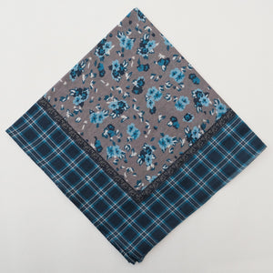 Bandana Cotton Floral Plaid Blue