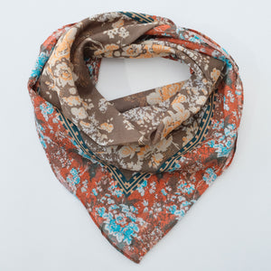 Bandana Cotton Rose Bunch Ginger