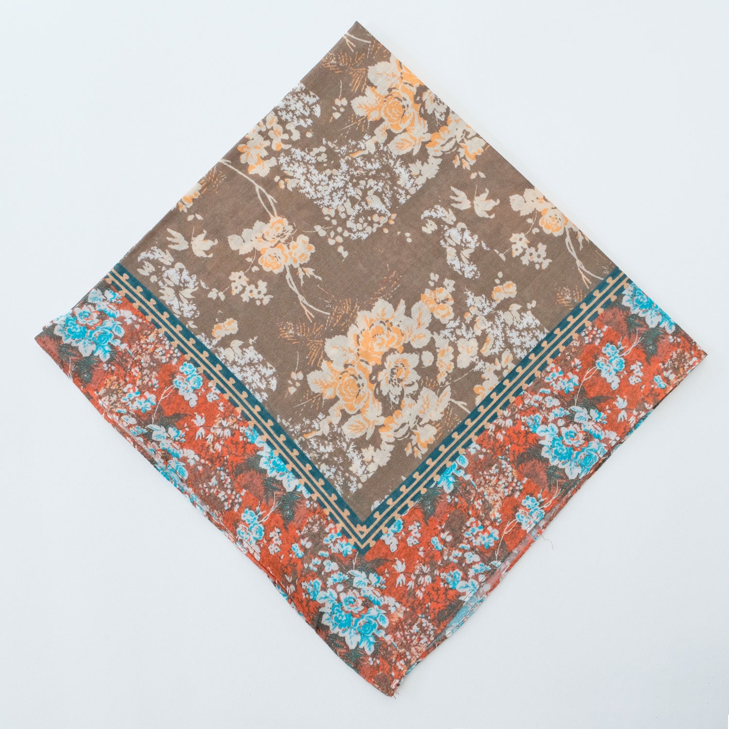 Bandana Cotton Rose Bunch Ginger