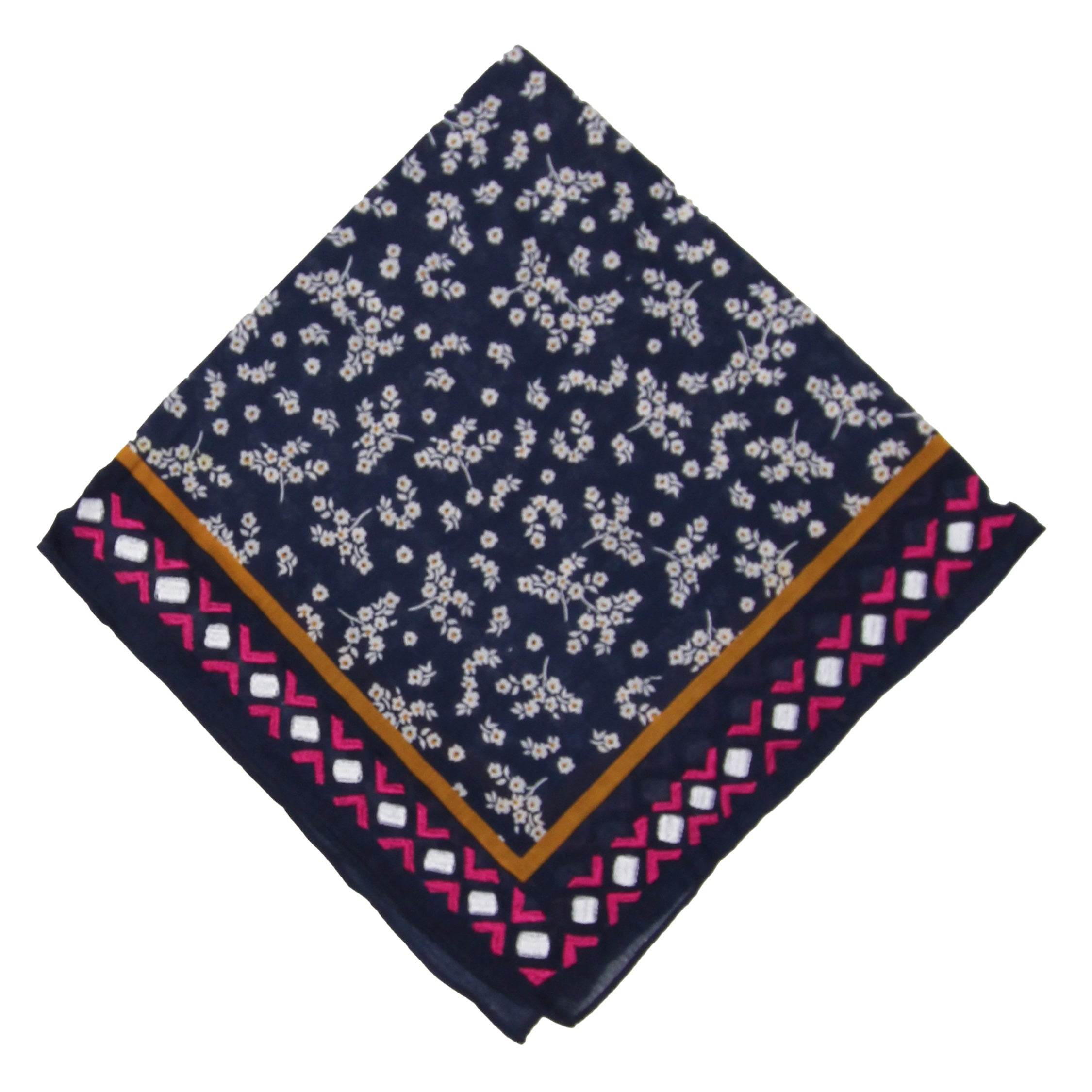 Bandana Embroidered Floral Navy