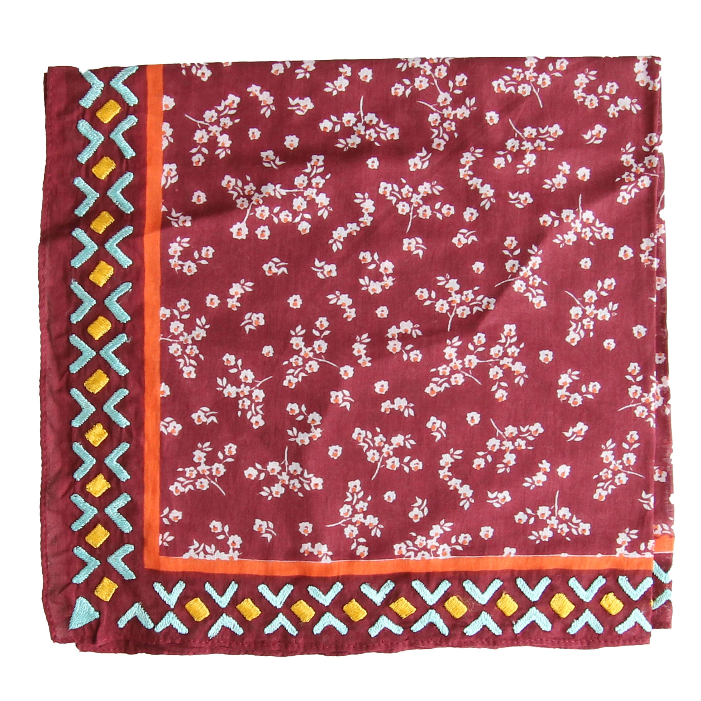 Bandana-Embroidered Floral Wine