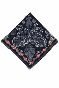 Etched Paisley Embroidery Navy