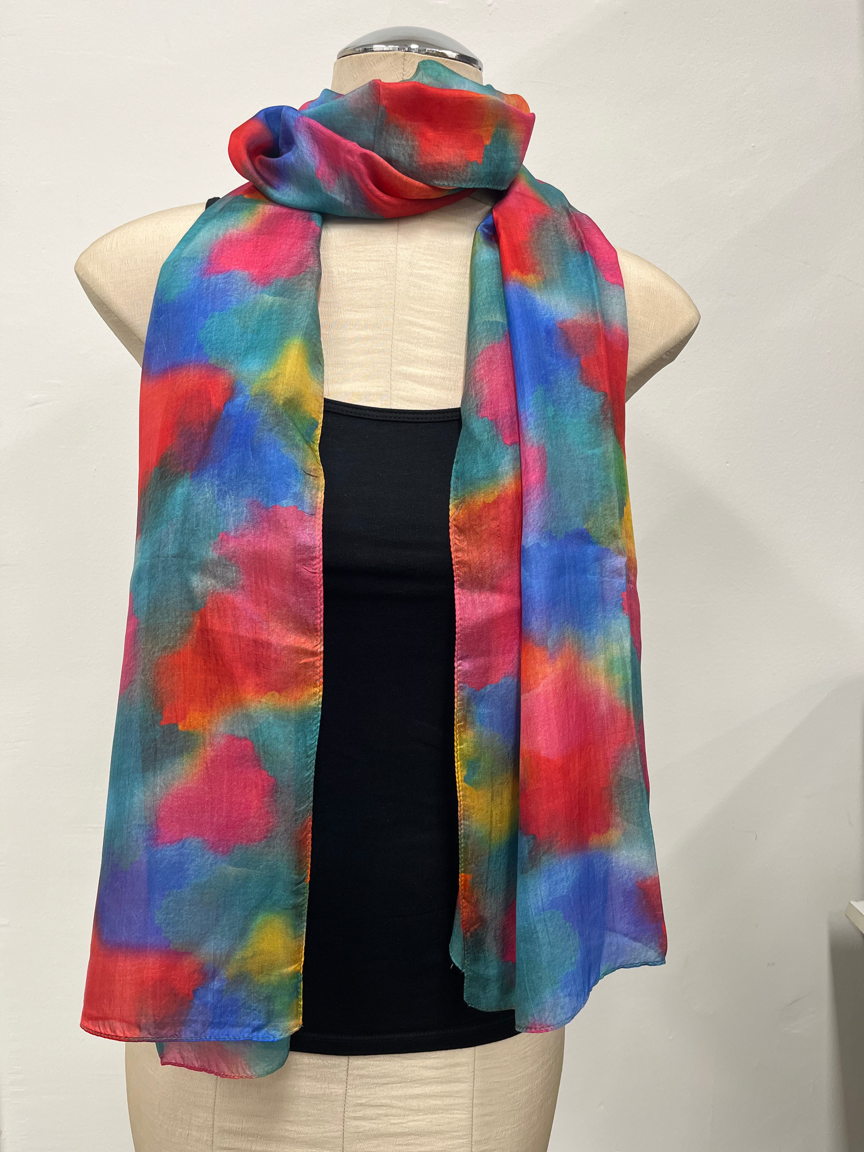 Silk Scarf  Abstract Rainbow