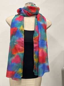Silk Scarf  Abstract Rainbow