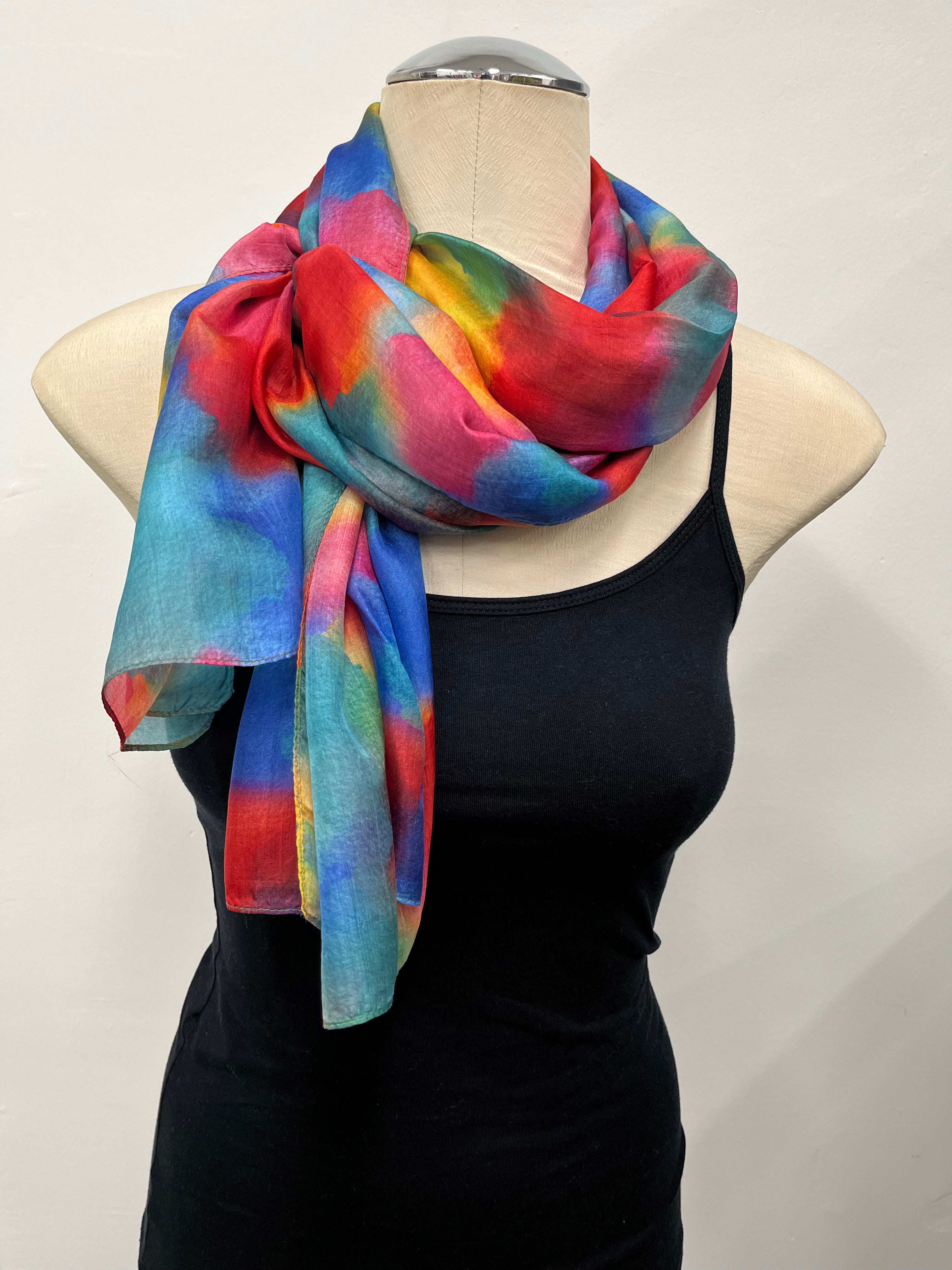 Silk Scarf  Abstract Rainbow
