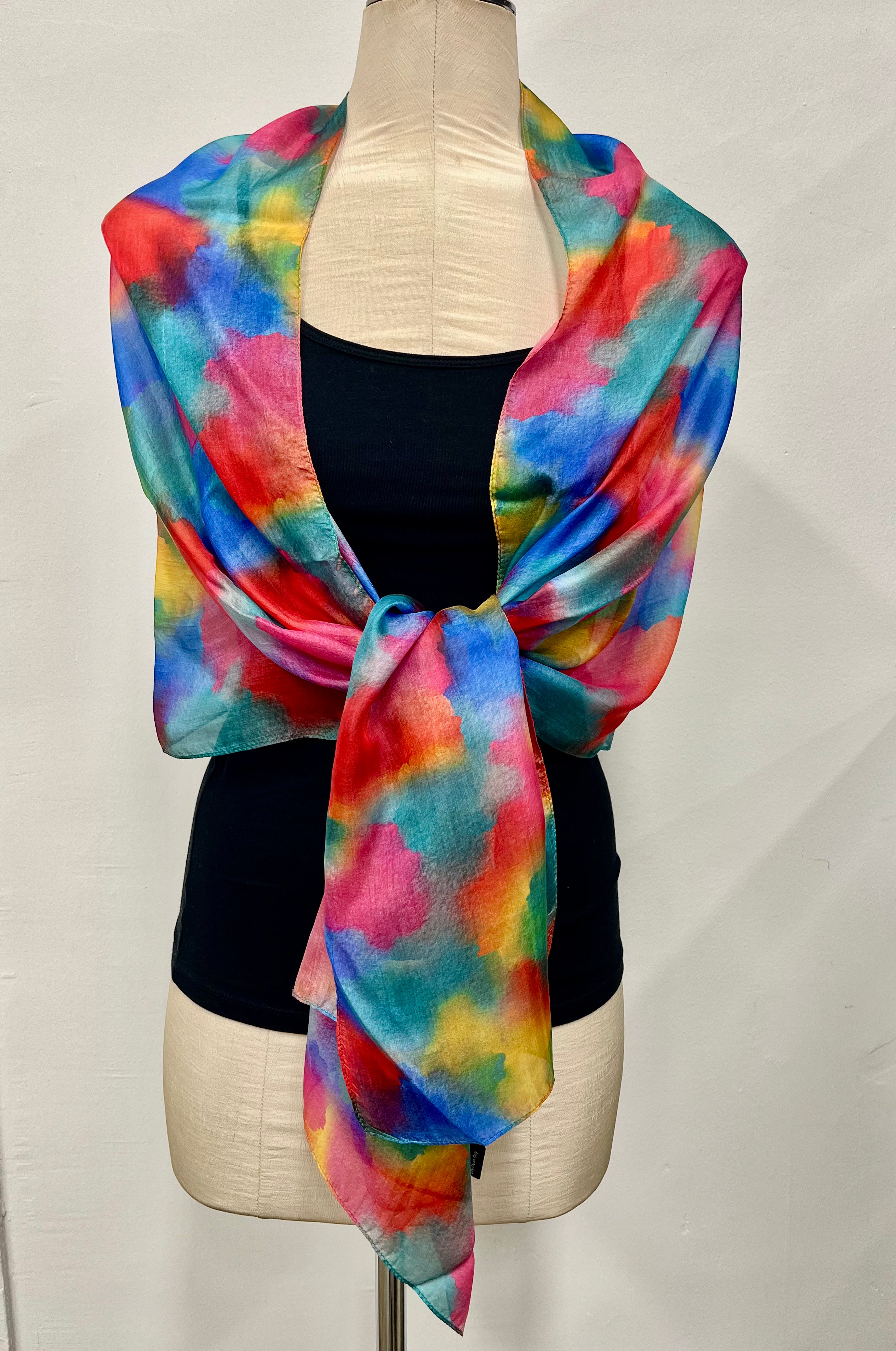 Silk Scarf  Abstract Rainbow