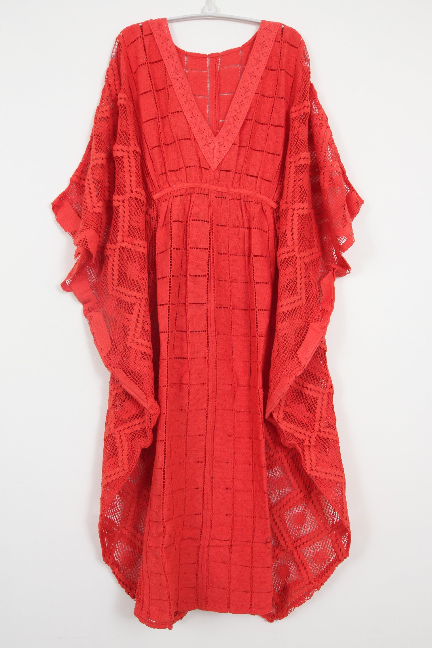 Kaftan Gathered Crochet Orange