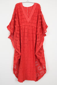 Kaftan Gathered Crochet Orange