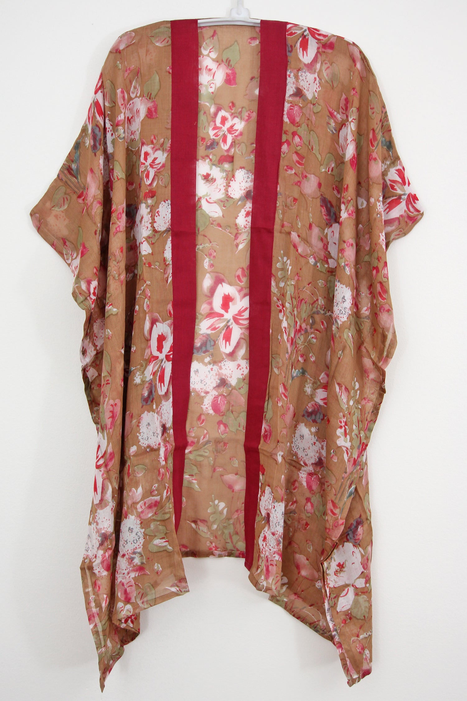 Kimono Border Floral Red