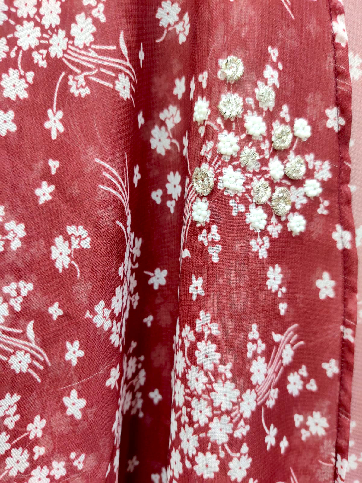 Kimono Floral Beaded Red