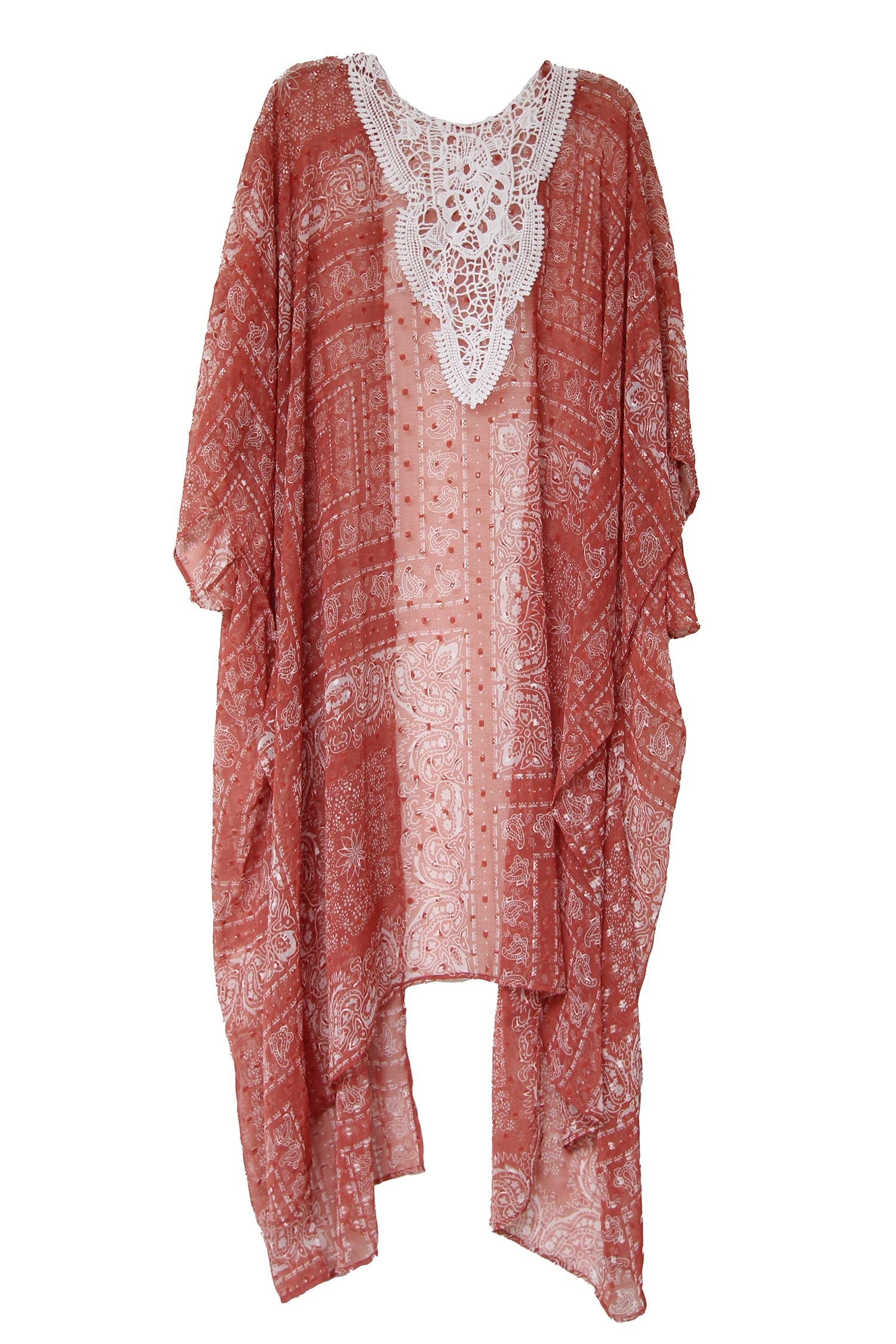 Kimono Lace Paisley Ginger