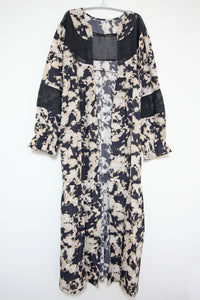 Kimono Print Abstract Mesh Black