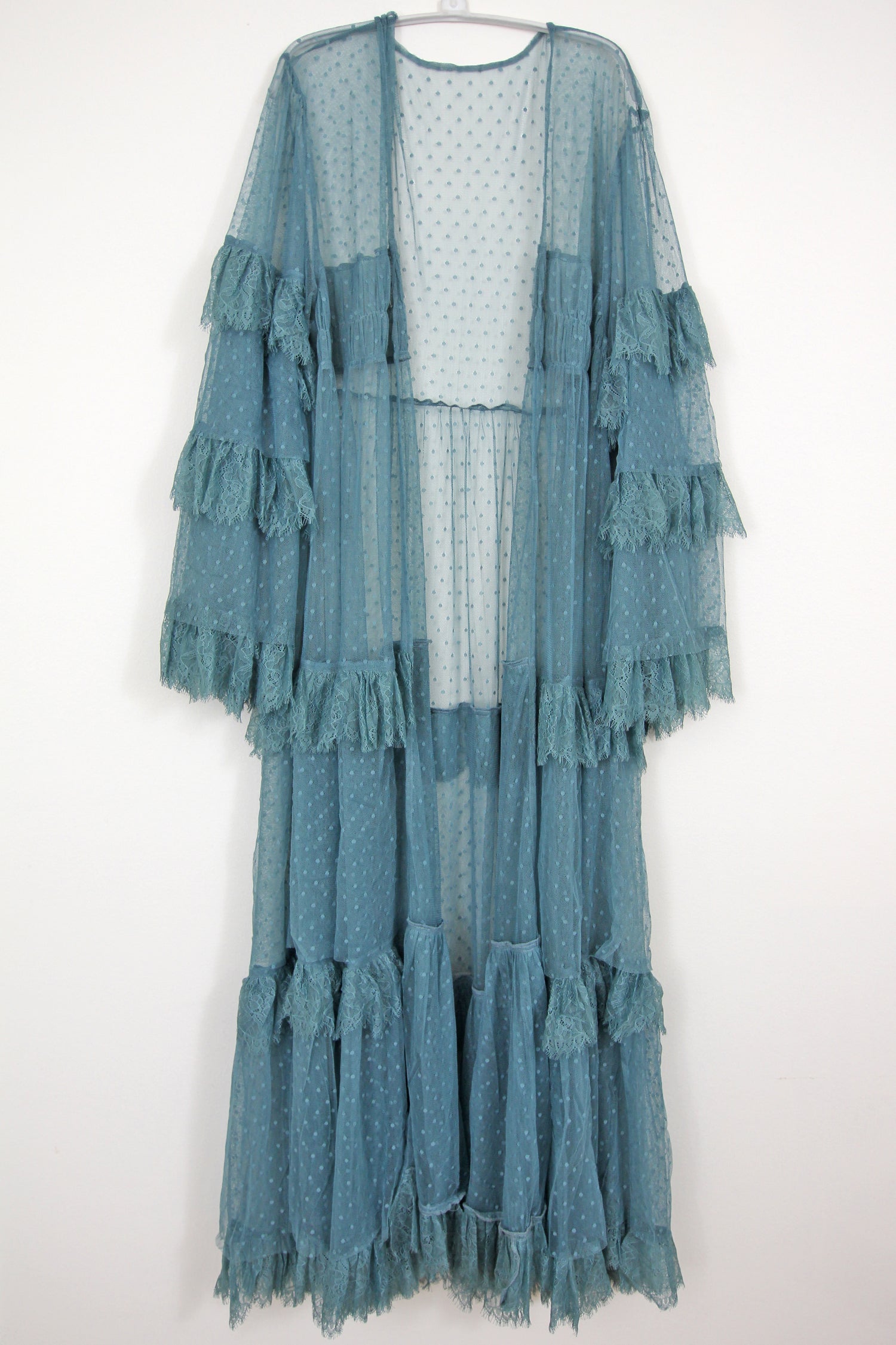 Kimono Ruffle Tulle Lace Teal