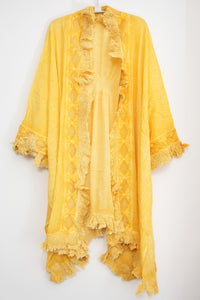 Kimono Solid Fringe Diamond Lace Gold