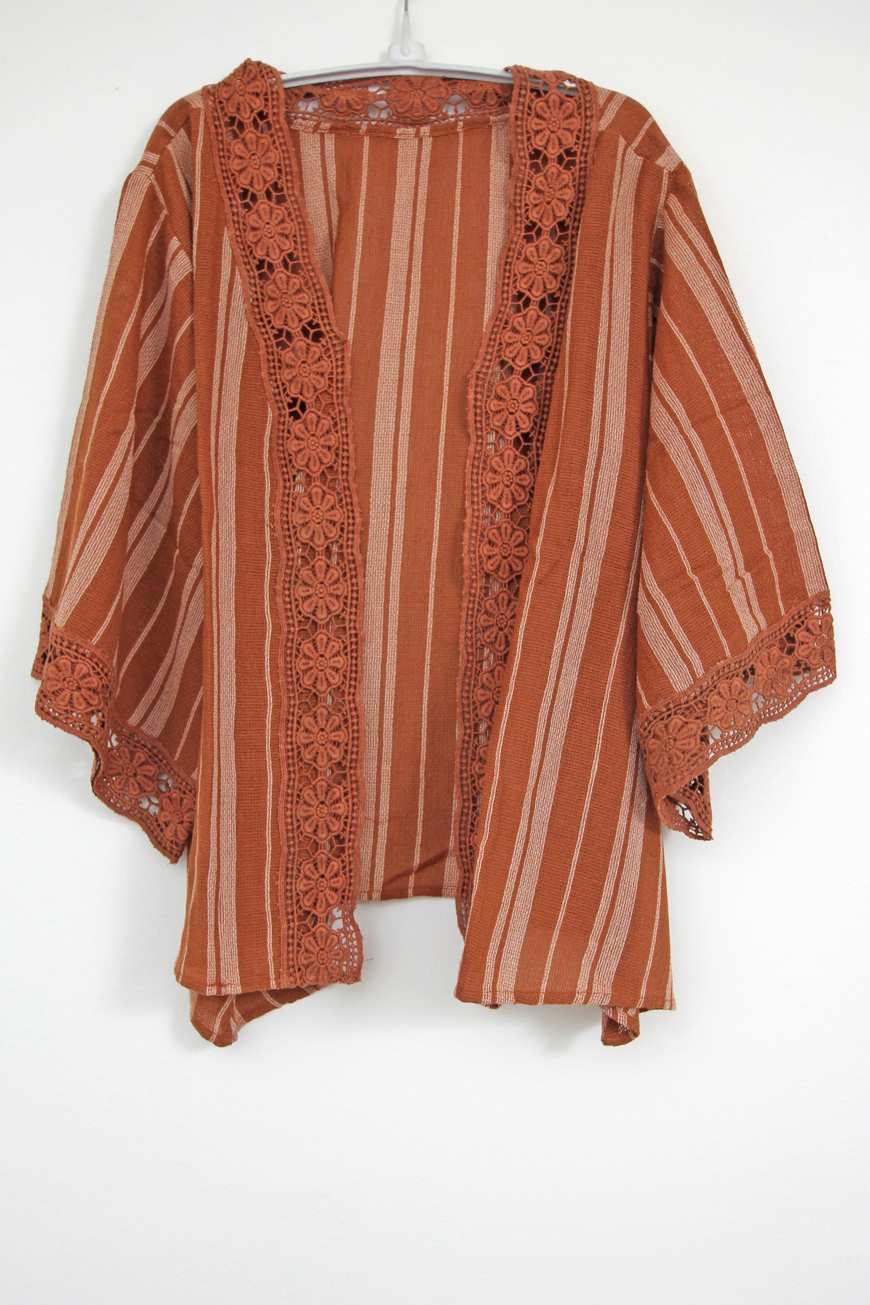Kimono Stripe Lace Rust