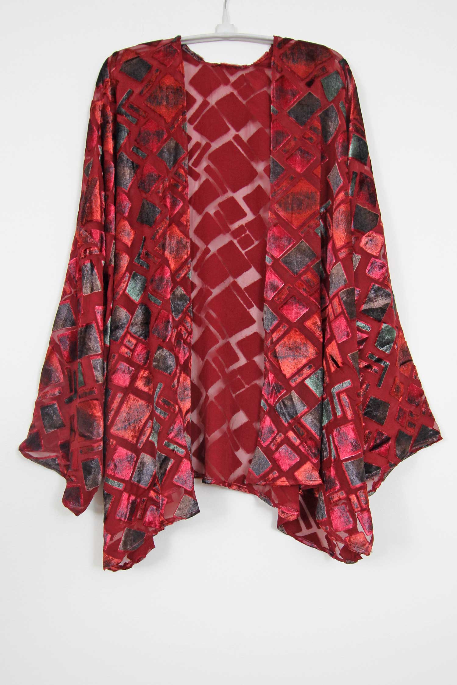 Kimono Velvet Geo Red