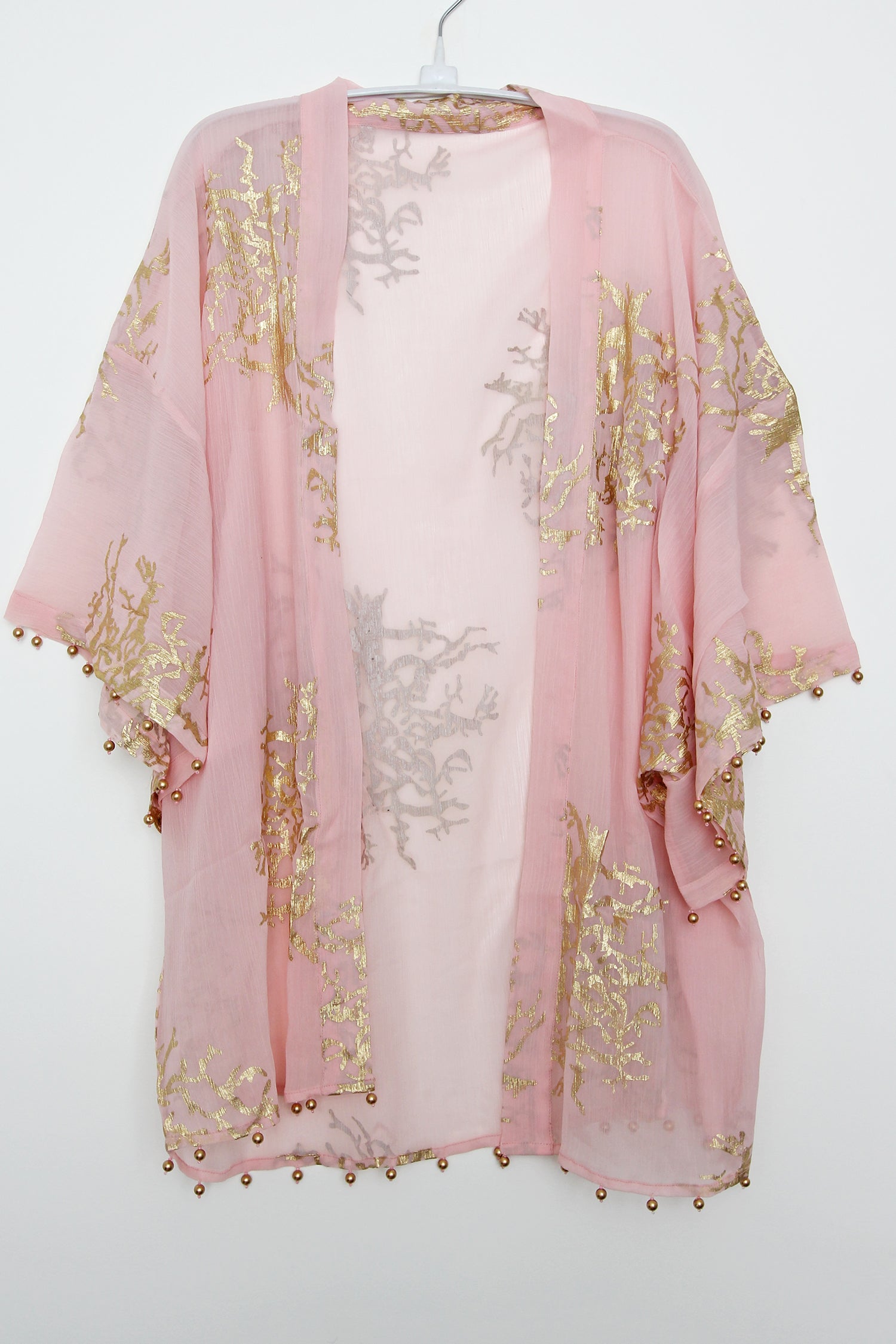 Kimono Wide Sleeve Foil Pink