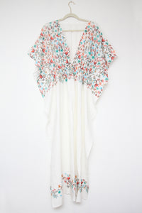 Multi Embroidered Kaftan Ivory