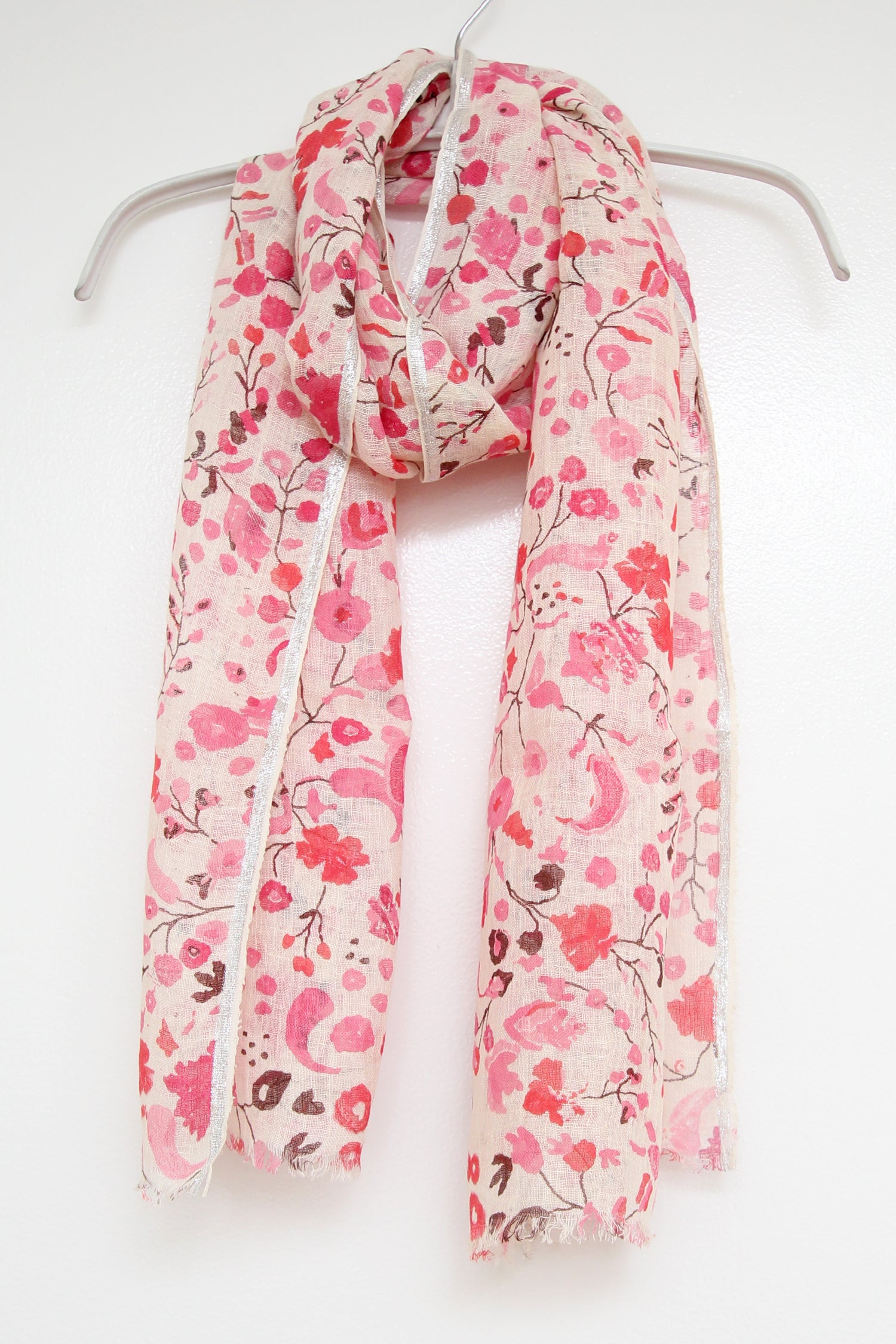 Scarf Floral Metallic Pink