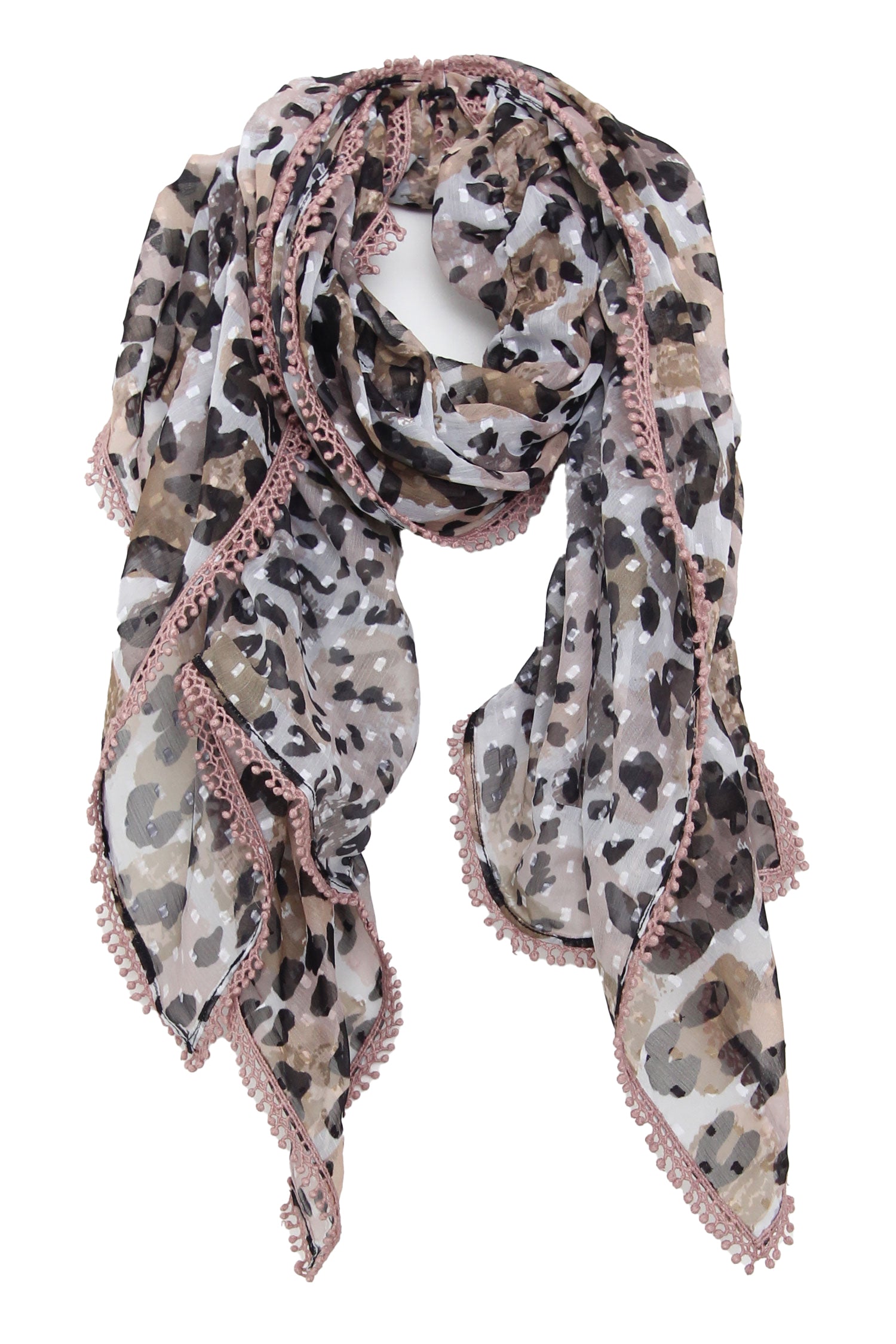 Scarf Gathered Leopard Nude