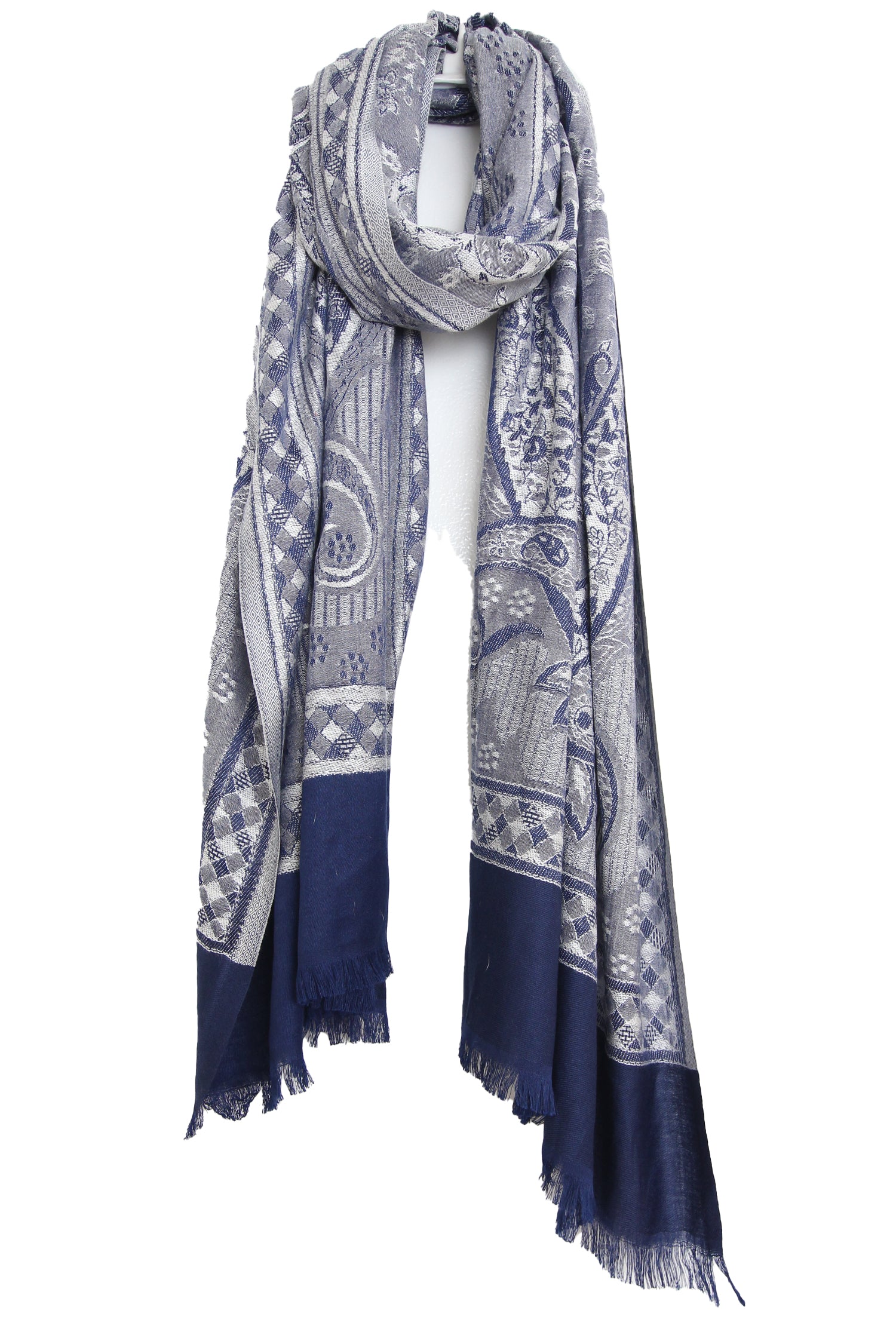 Scarf Jacquard Paisley Navy