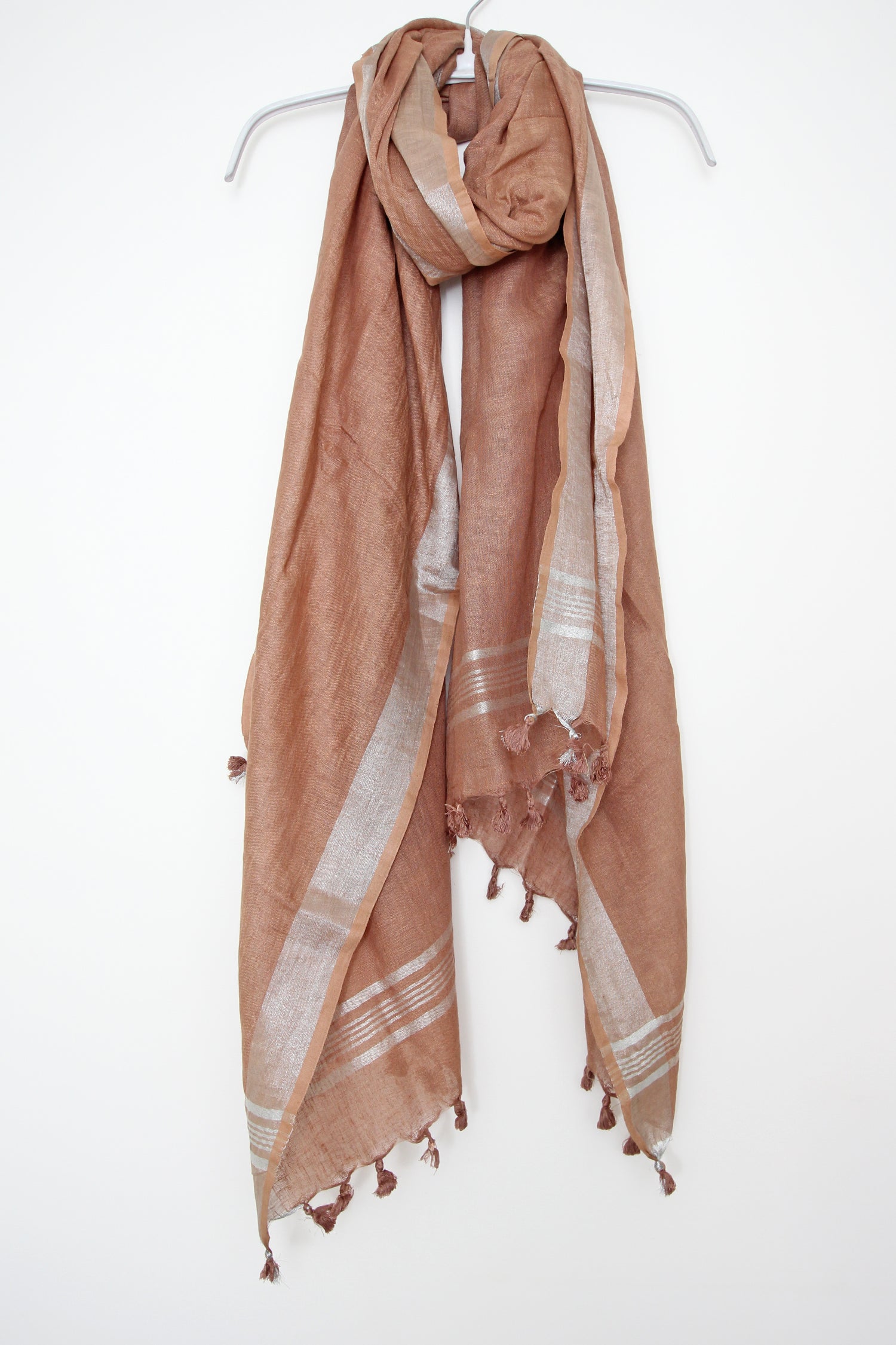 Scarf Linen Cotton Metallic Neutral