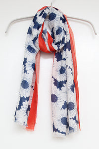 Scarf Patriotic Floral Red White Blue