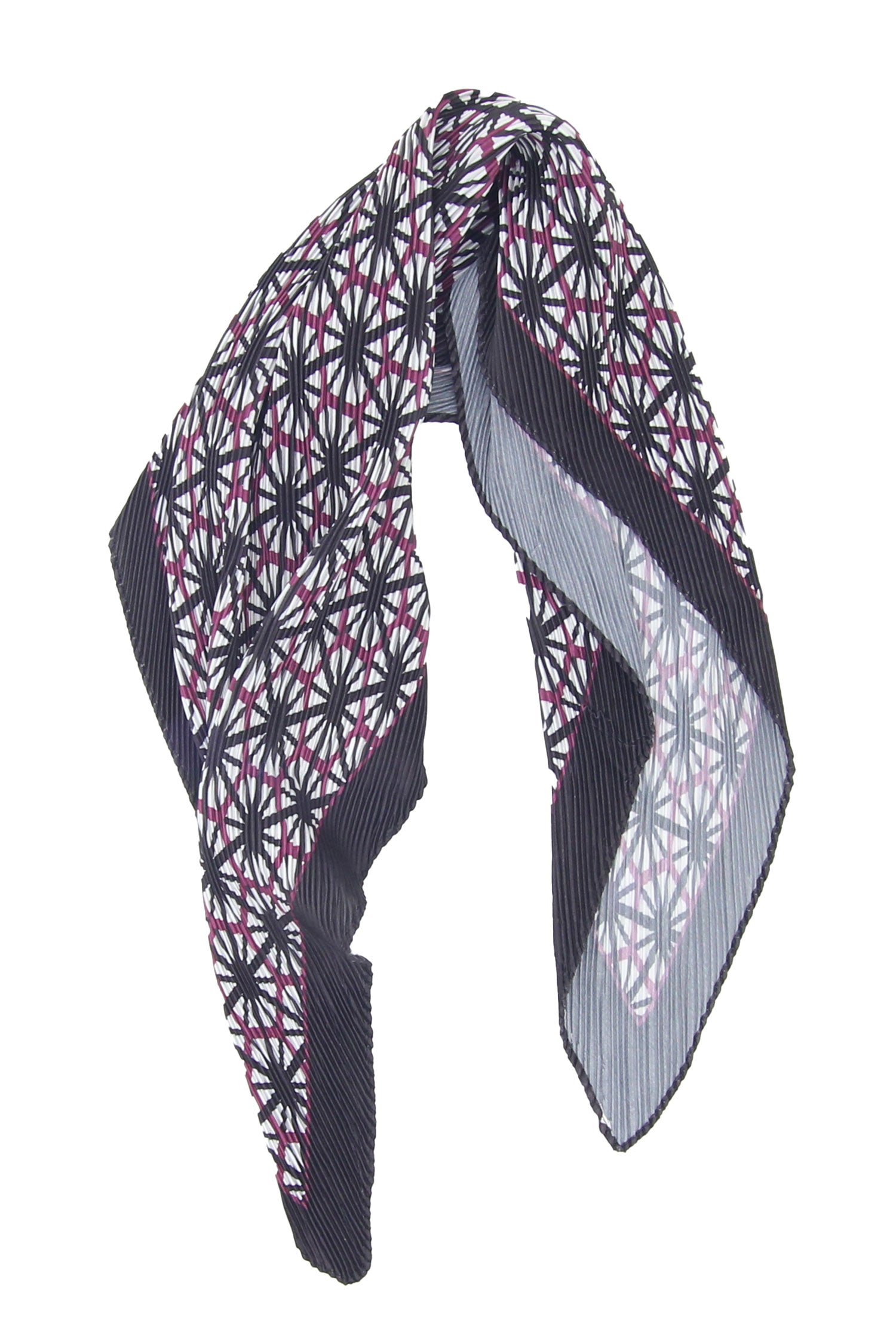 Scarf Pleated Geo Purple Navy