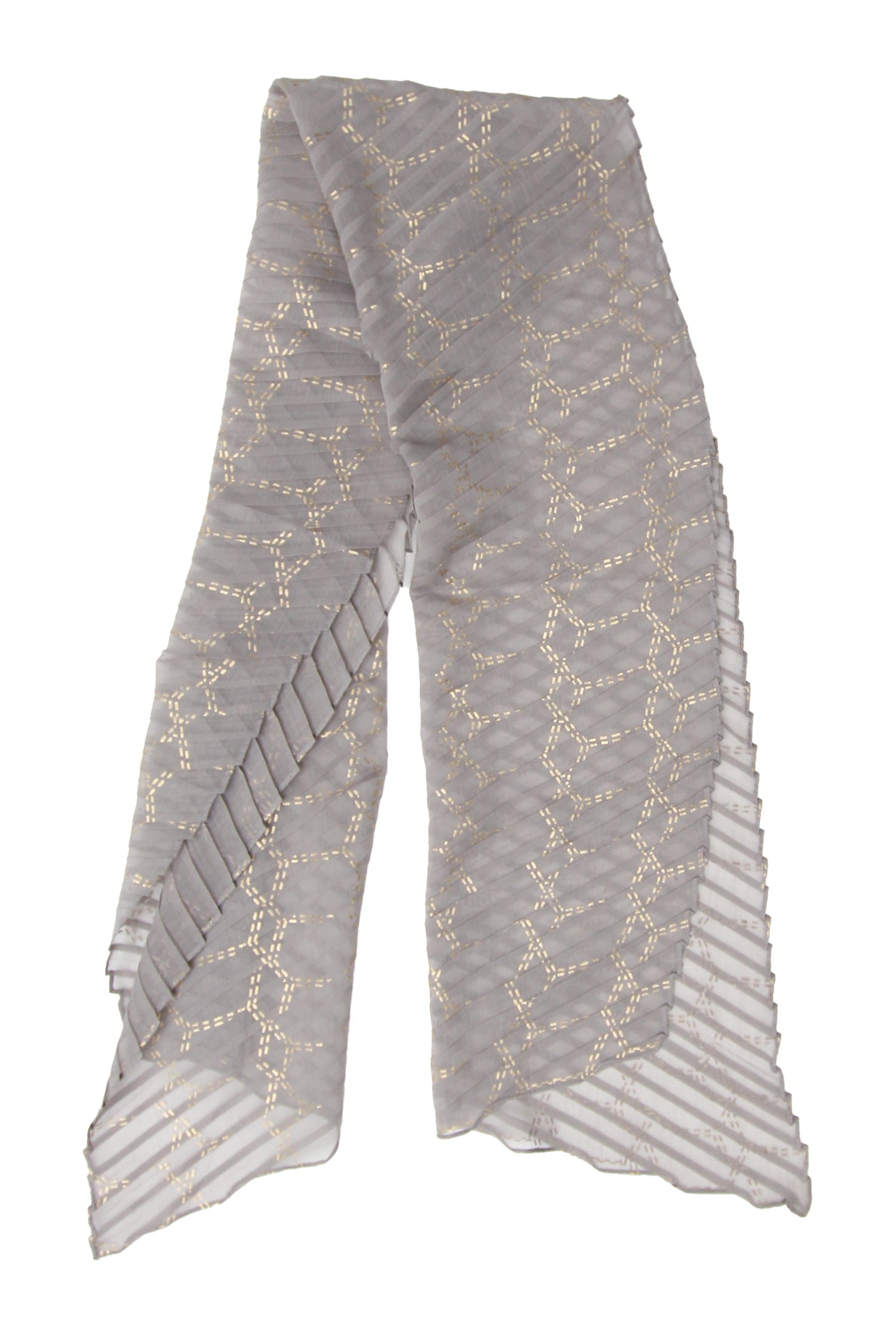 Scarf Pleated Metallic Grey Gold