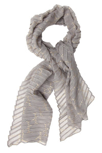 Scarf Pleated Metallic Grey Gold