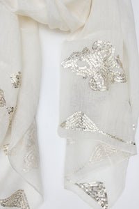 Scarf Sequin Linen Ivory