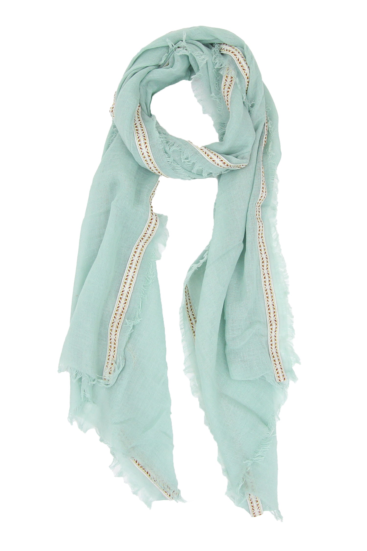 Scarf Solid Trim Pale Jade