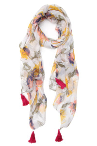 Scarf Tassel Floral Pink