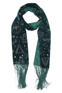 Scarf Velvet Metallic Christmas Green