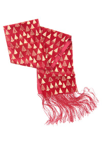 Scarf Velvet Metallic Christmas Trees Red