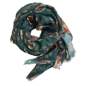 Scarf Viscose Wool Green Rose