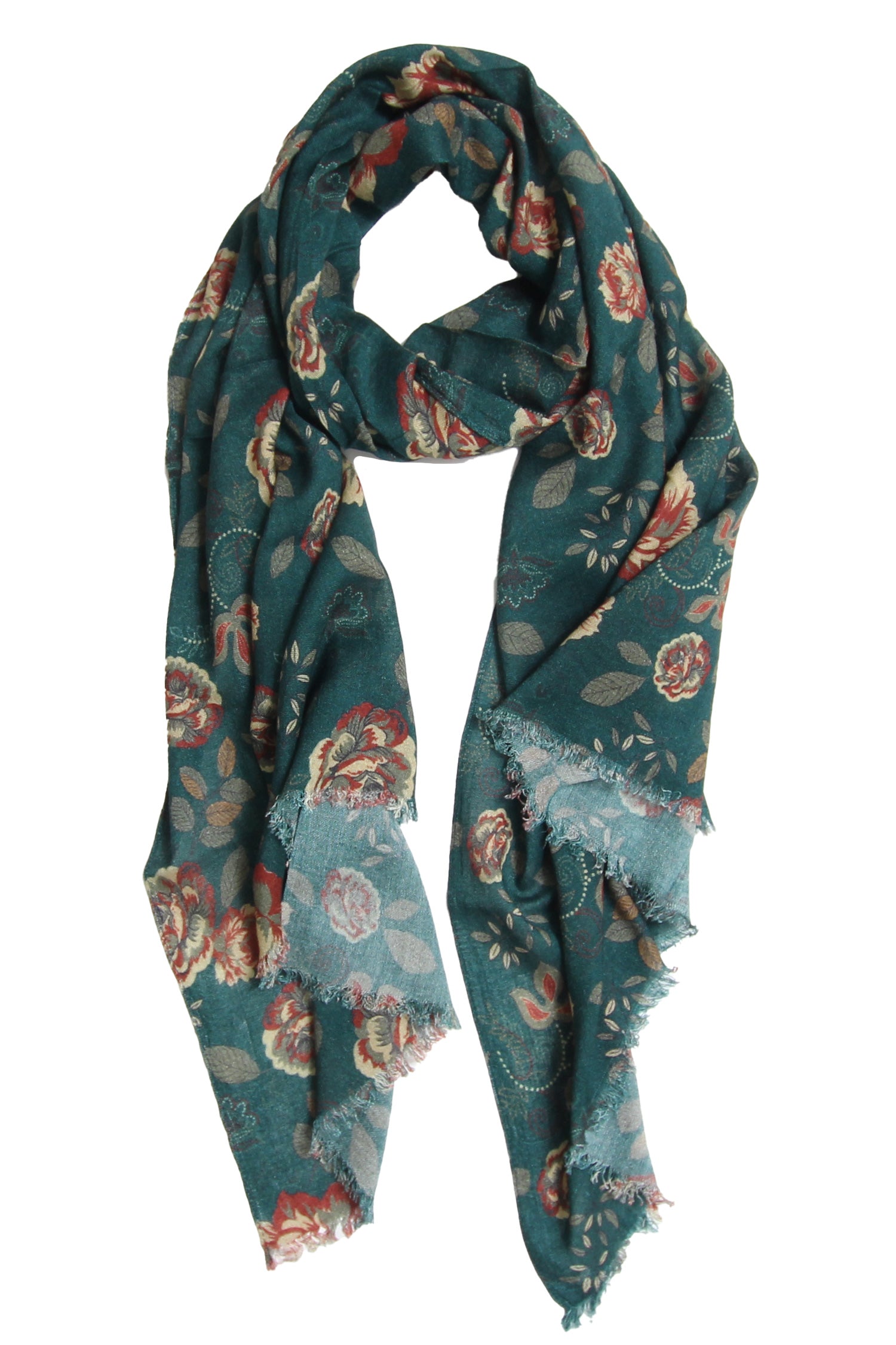 Scarf Viscose Wool Green Rose