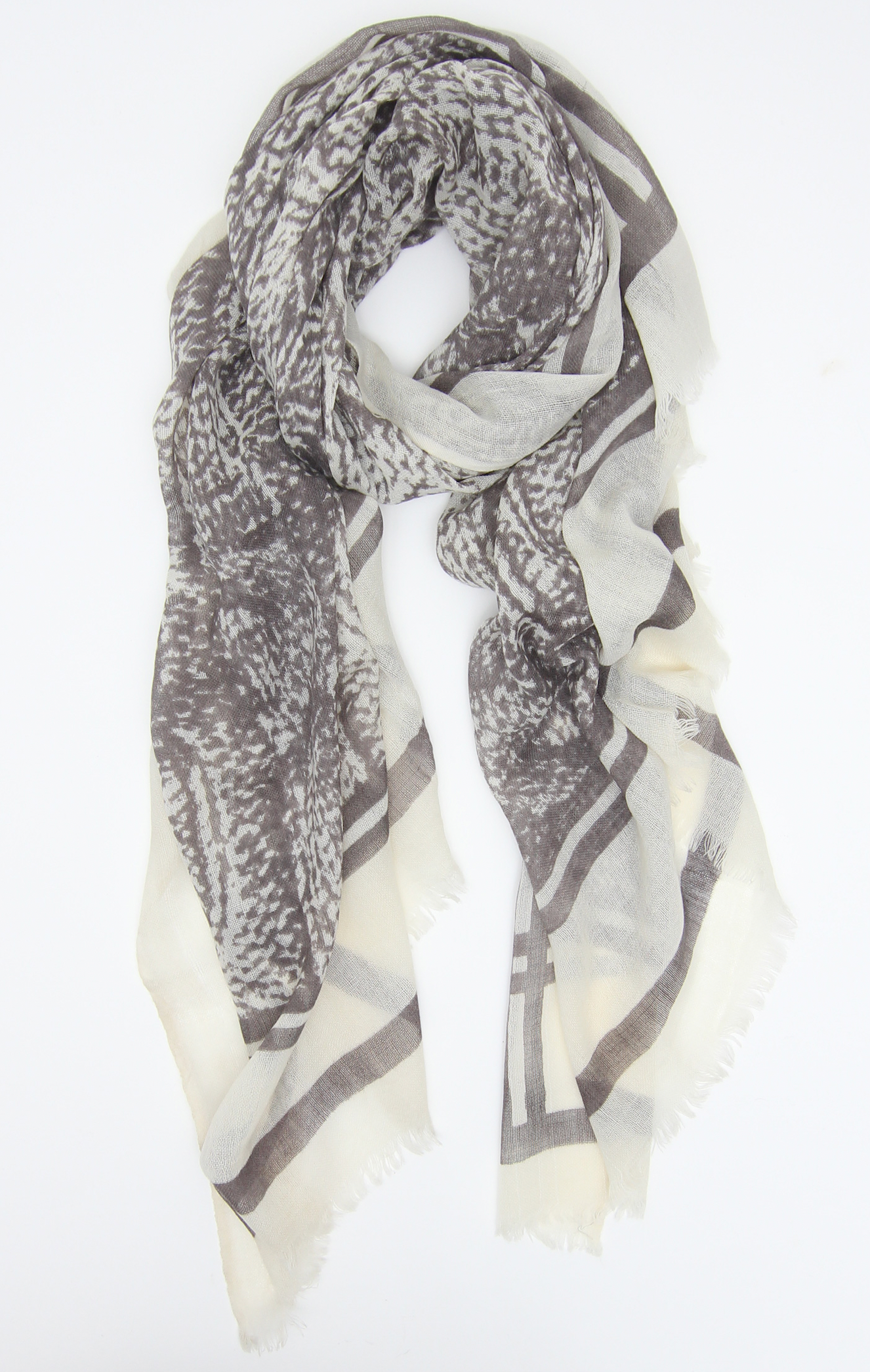 Scarf Grey Animal Bordered