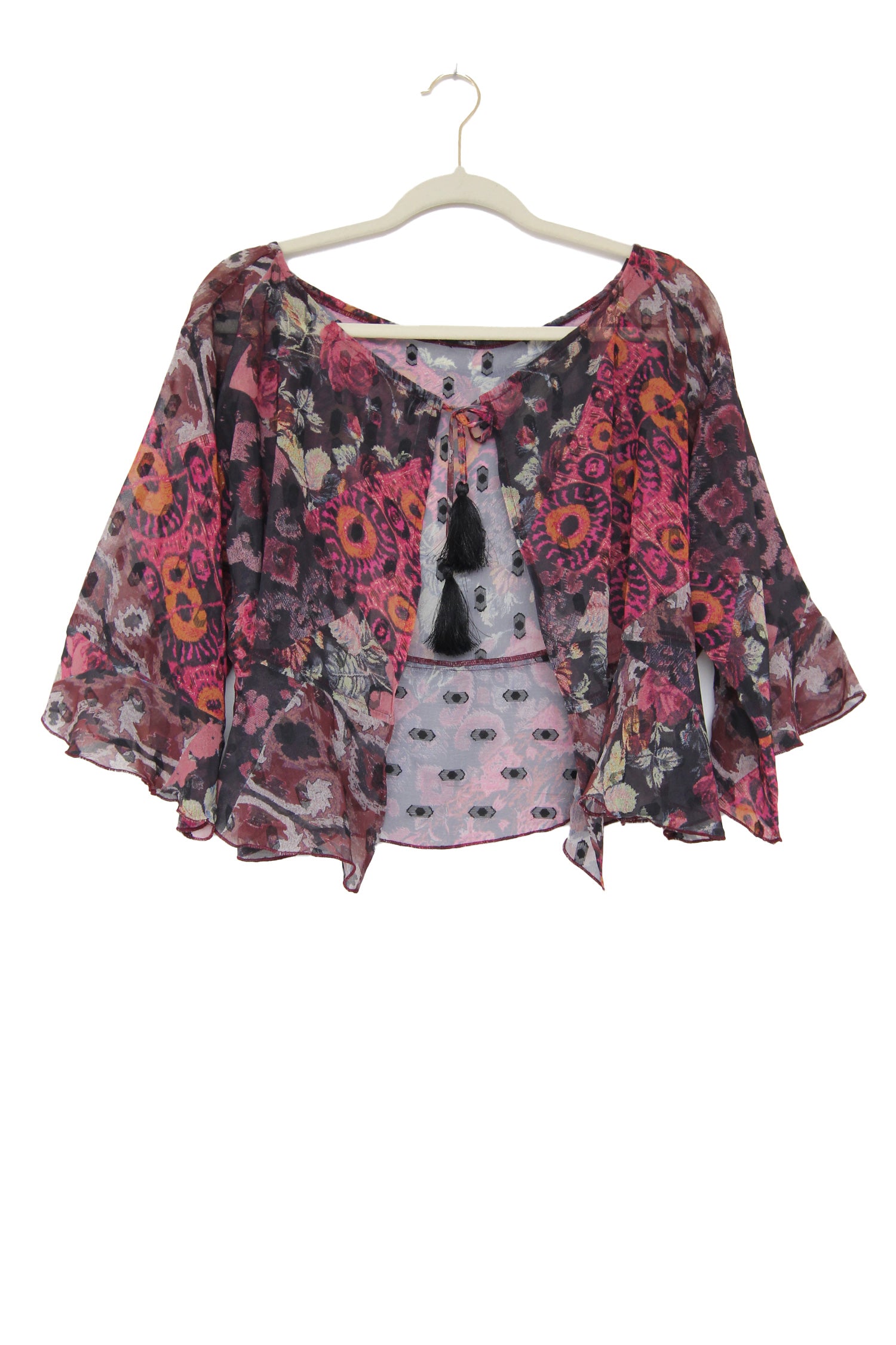 Shrug Ruffle Ikat Rose