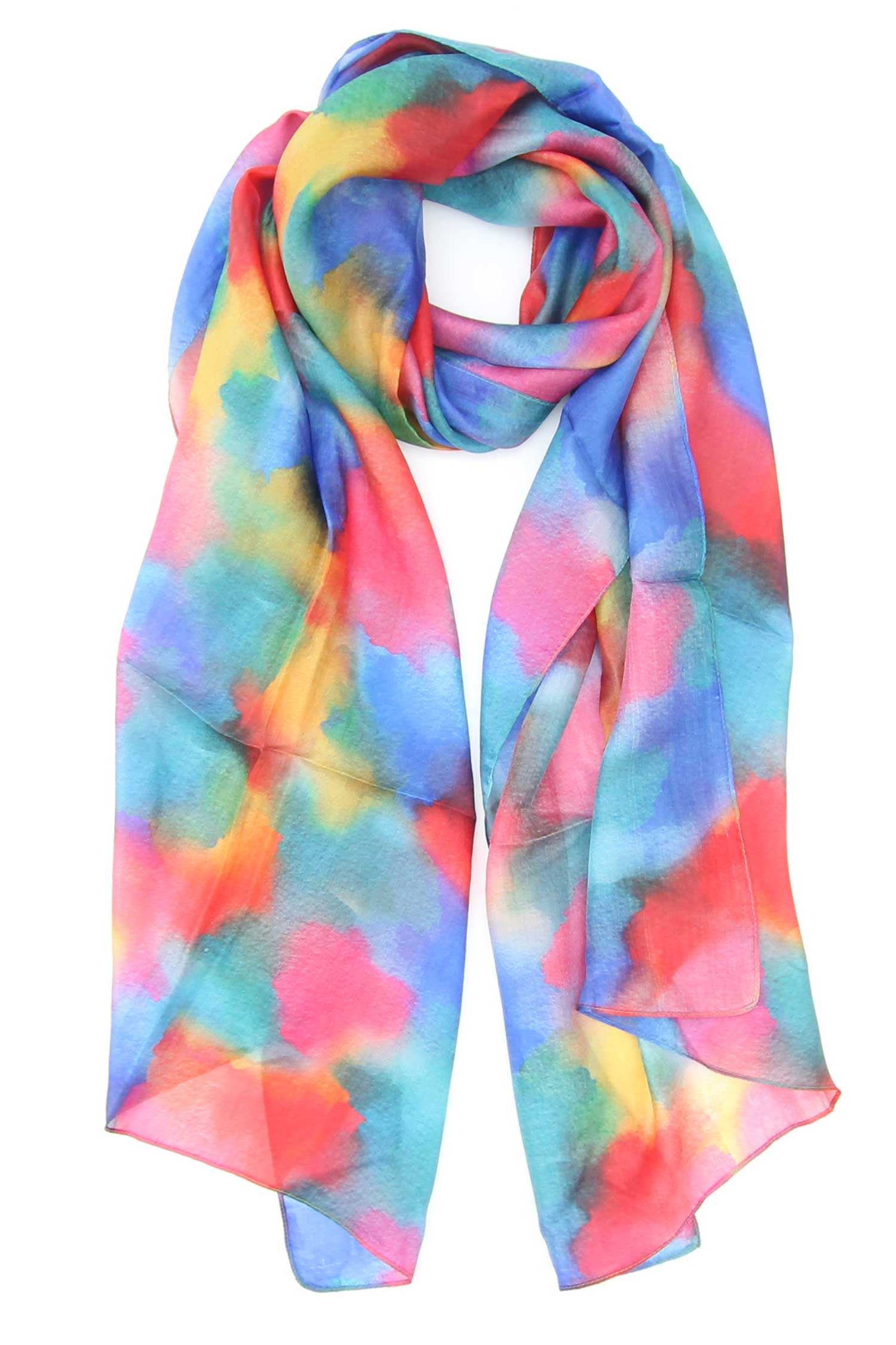 Silk Scarf  Abstract Rainbow