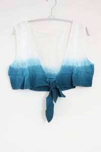 Top Cropped Tie & Sarong Ombre Blue
