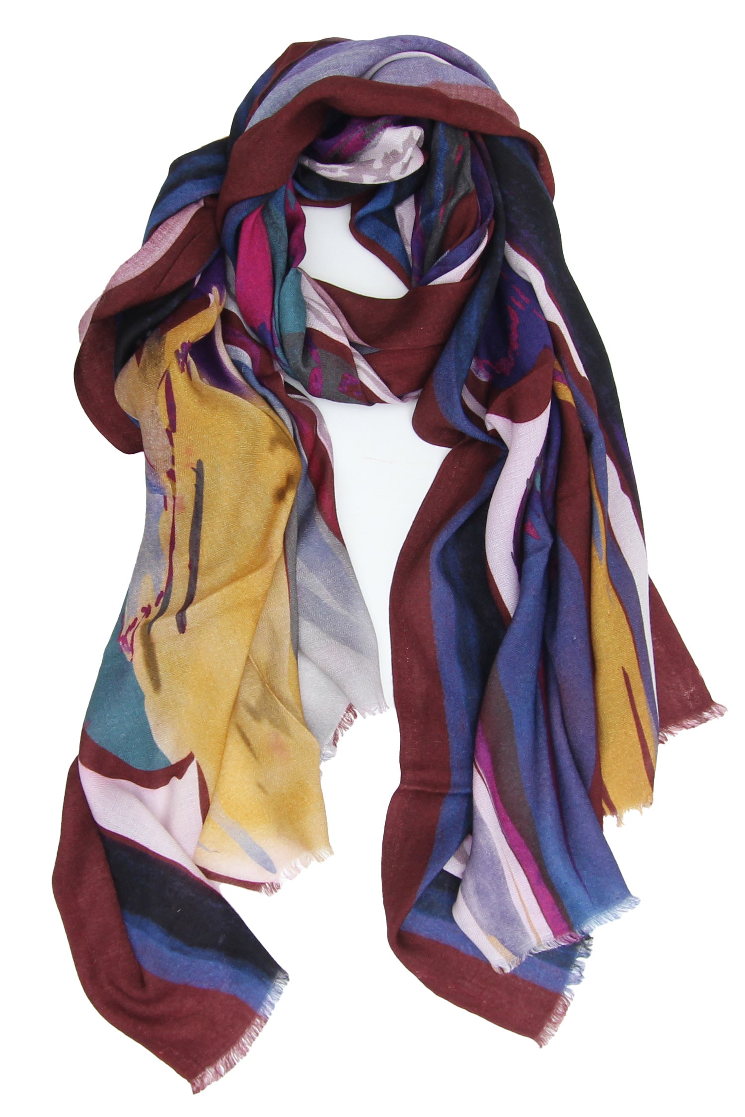 Wrap Arty Floral Modal Wine